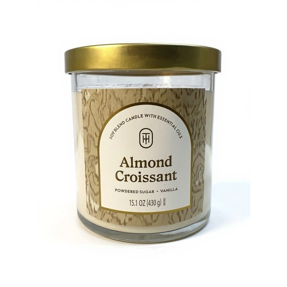 THRESHOLD Almond Croissant 2 wick 15.1 oz Candle NEW Soy, Essential Oils
